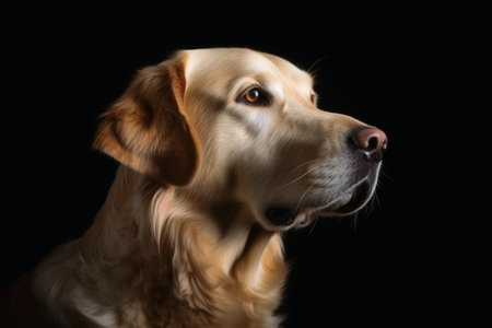 Portrait of a cute golden retriever dog created with generative AI technologyの素材