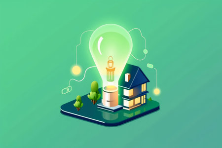 Smart home energy concept created with generative AI technologyの素材