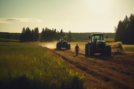 Working on a farm created with generative AI technologyの素材
