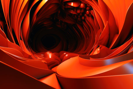 Abstract three dimensional background with soft curves and vibrant colors created with generative AI technologyの素材