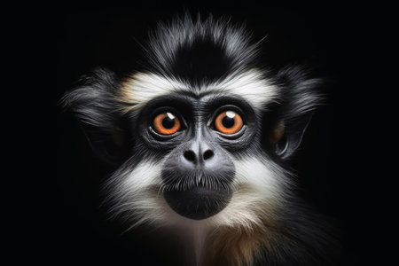 A close up portrait of mesmerizing ape photography created with generative AI technologyの素材