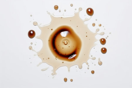 Coffee stains and splashes on a white backgroundの素材