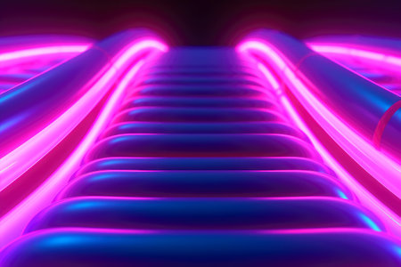 Abstract neon lights background created with generative AI technologyの素材