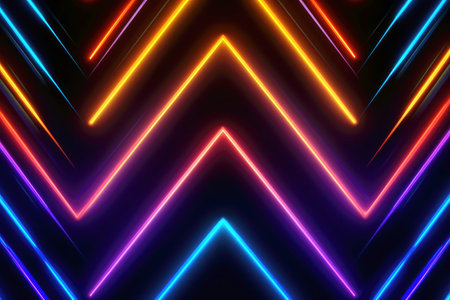 Abstract neon lights background created with generative AI technologyの素材