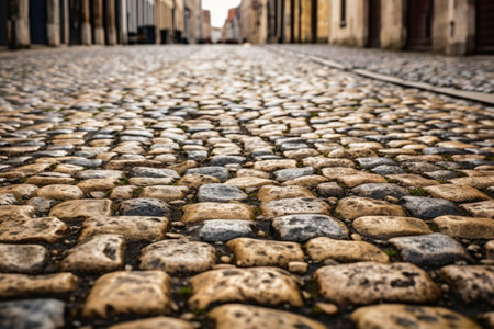 Background of an old cobblestone street in a historic old townの素材