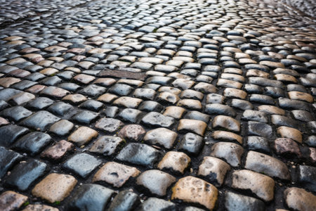 Background of an old cobblestone street in a historic old townの素材