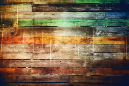 A background of colourful wooden boards in vintage lookの素材