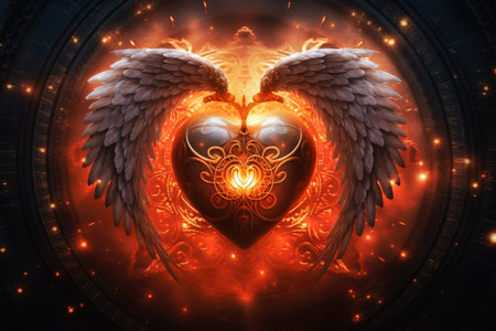 Beautiful esoteric heart with spiritual love created with generative AI technologyの素材