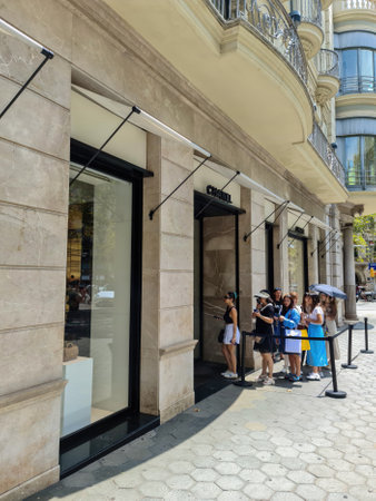 Barcelona, Spain - 22 July 2023: A noble boutique of the world-famous brand Chanel in the shopping street of Barcelonaのeditorial素材