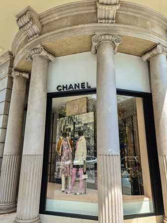 Barcelona, Spain - 22 July 2023: A noble boutique of the world-famous brand Chanel in the shopping...