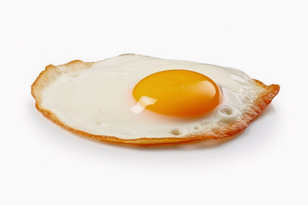 A fried egg isolated on a white backgroundの素材