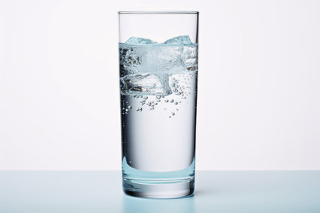 A glass of sparkling water isolated on a white backgroundの素材
