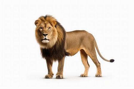 A big male lion isolated on a white backgroundの素材