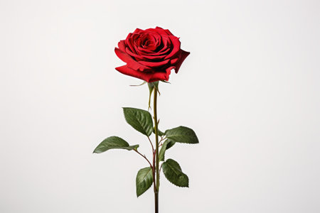 A red rose isolated on white backgroundの素材