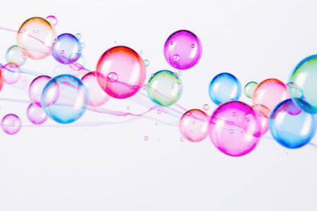 Soap bubbles isolated on a white backgroundの素材