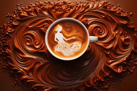 A beautiful coffee and cream artwork in deep brown colorの素材
