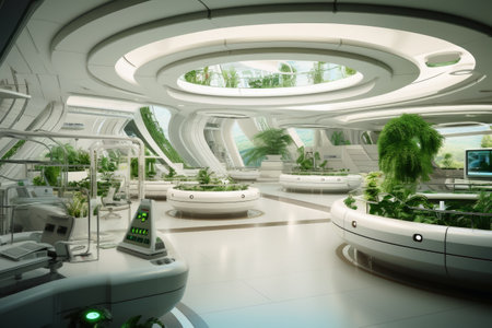 A futuristic modern office workplaceの素材