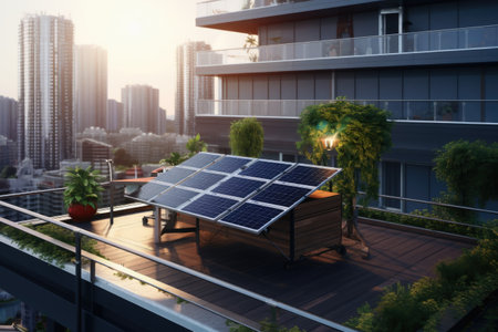 A solar power plant on a balconyの素材