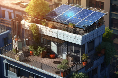 A solar power plant on a balconyの素材