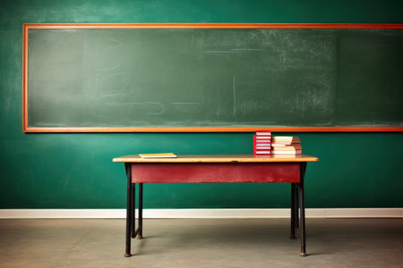 An empty schoolclass with a cleared boardの素材