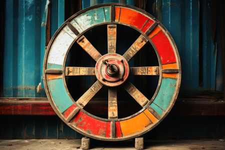 An old colorful wheel of fortuneの素材