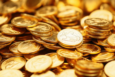 Golden coins background textureの素材