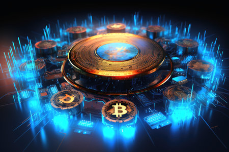 Crypto currency concept for business and contractsの素材