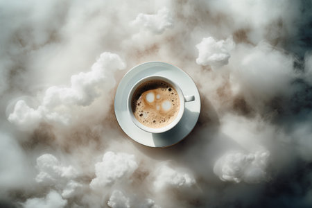 Clouds in my coffee seen from aboveの素材