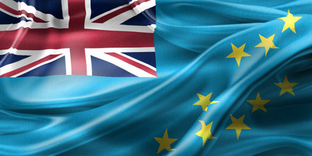 3D-Illustration of a Tuvalu flag - realistic waving fabric flag.の写真素材