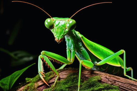 A praying mantis on a plantの素材