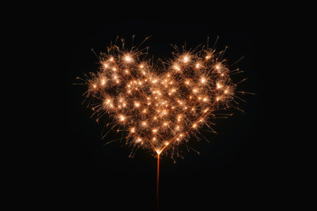 A heart shaped sparkling fireworks showing love and romanceの素材