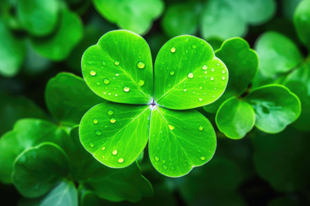 Four leaves clover symbolizing fortune and being luckyの素材