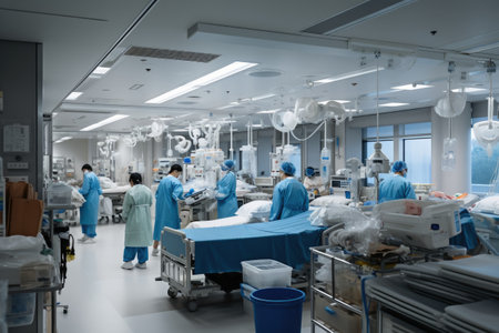 A hospital with working peopleの素材