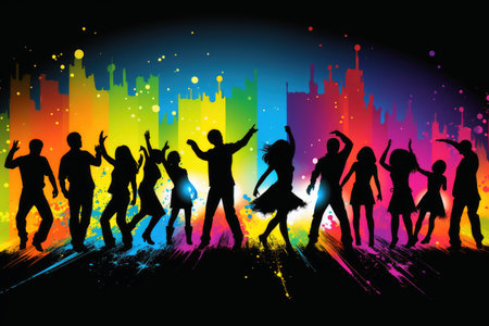 People dancing in a club on a techno partyの素材