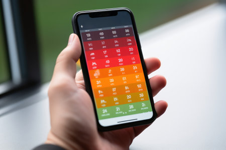 Checking the weather forecast on a smartphoneの素材