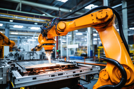 An industrial robot arm in an autonomous production lineの素材