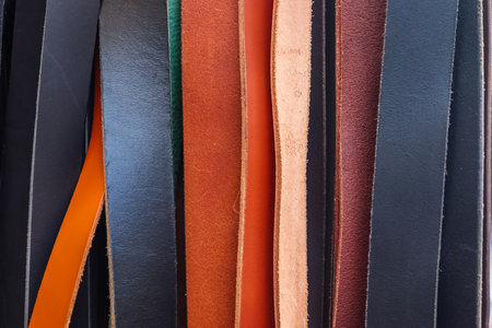 Samples of cloth and fabrics in different colors found at a fabrics market.の写真素材