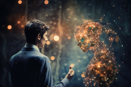 A person talking with ai technology about neural networksの素材