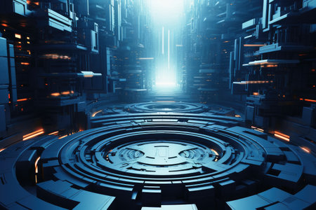 A very modern technical background with big pipes  in 3Dの素材