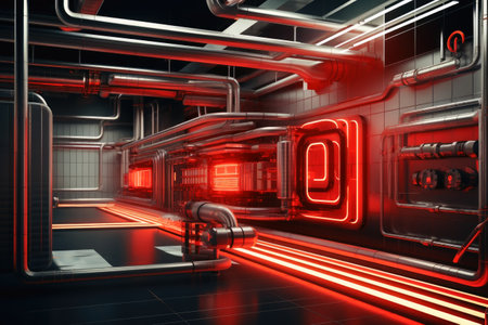 A very modern technical background with big pipes  in 3Dの素材