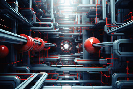 A very modern technical background with big pipes  in 3Dの素材