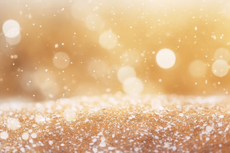 Slowly falling snow in winter bokeh backgroundの素材
