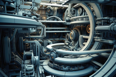 A very modern technical background with big pipes  in 3Dの素材