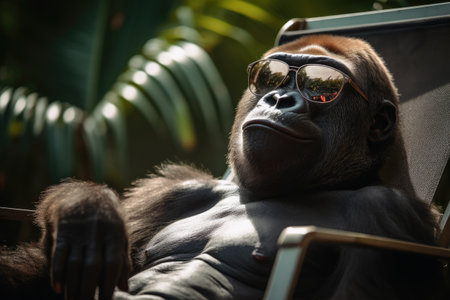 Gorilla chilling and having a good timeの素材