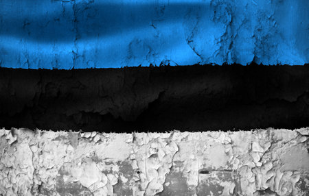 Estonia flag - realistic waving fabric flagの写真素材