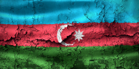 Azerbaijan flag - realistic waving fabric flagの写真素材