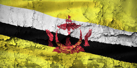 Brunei flag - realistic waving fabric flagの写真素材
