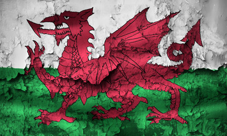 Wales flag - realistic waving fabric flagの写真素材