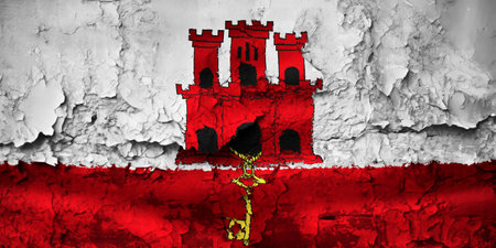 Gibraltar flag - realistic waving fabric flagの写真素材
