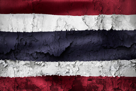 3D-Illustration of a Thailand flag - realistic waving fabric flag.の写真素材